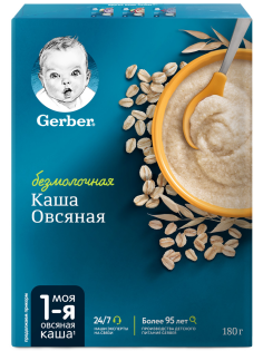 Каша безмолочная детская Gerber Овсяная с 5 месяцев, 180г