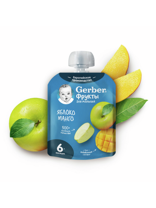 Пюре фруктовое детское Gerber Яблоко и манго с 6 месяцев, 90г