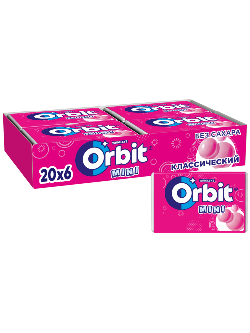 Жевательная резинка Orbit Mini классический без сахара, 10.2г x 20 шт