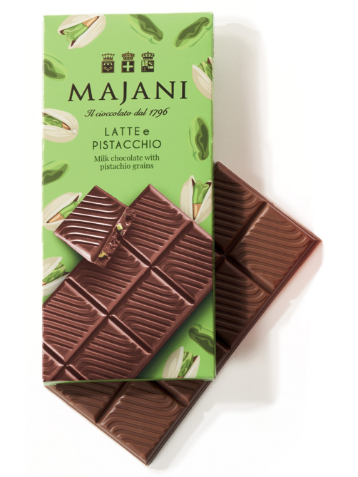 Шоколад Majani молочный фисташка, 100г