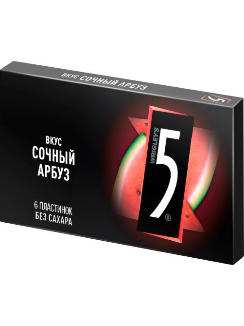 Жевательная резинка Five сочный арбуз без сахара, 15.6г x 15 шт