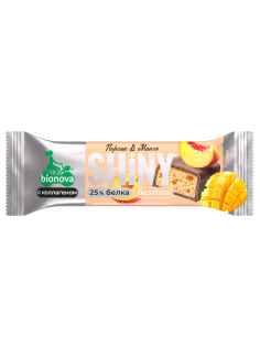 Батончик протеиновый Bionova Shiny глазированный персик-манго, 40г