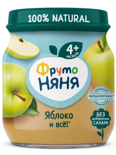 Пюре фруктовое детское ФрутоНяня Яблоко с 4 месяцев, 100г