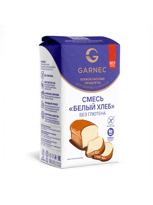 Смесь для выпечки Garnec Белый хлеб без глютена, 600г