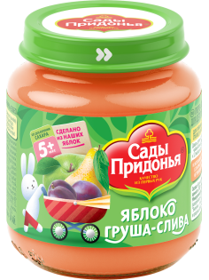 Пюре фруктовое детское Сады Придонья Яблоко, груша и слива с 5 месяцев, 120г