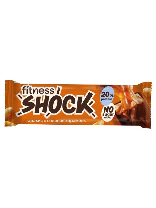 Батончик протеиновый Fitness Shock карамель и арахис, 50г x 12 шт