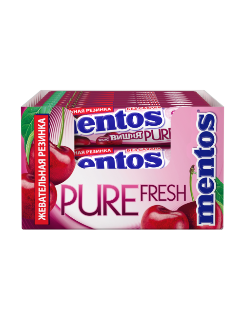 Жевательная резинка Mentos вишня, 15.5г x 24 шт