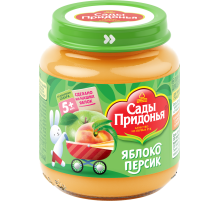 Пюре фруктовое детское Сады Придонья Яблоко и персик с 5 месяцев, 120г