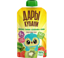 Пюре детское Дары Кубани яблоко, банан, клубника и киви, 90г
