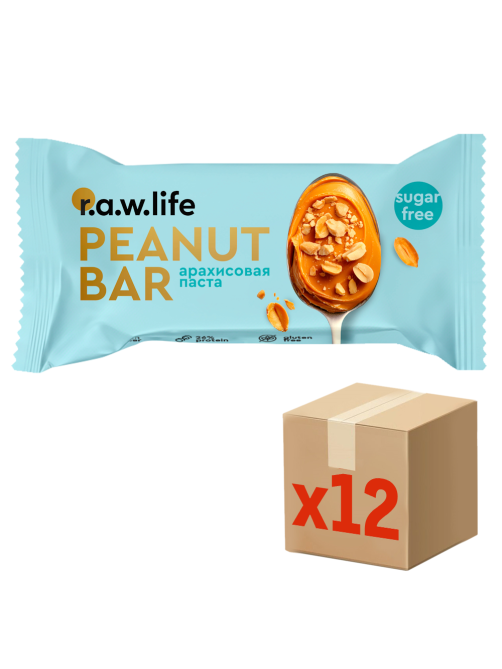 Батончик протеиновый R.A.W. LIFE арахисовая паста, 35г x 12 шт