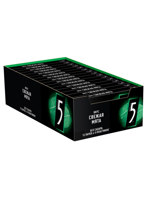 Жевательная резинка Five свежая мята без сахара, 15.6г x 15 шт