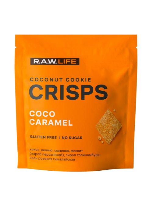 Печенье криспы R.A.W. LIFE с кокосом и карамелью без сахара без глютена, 35г