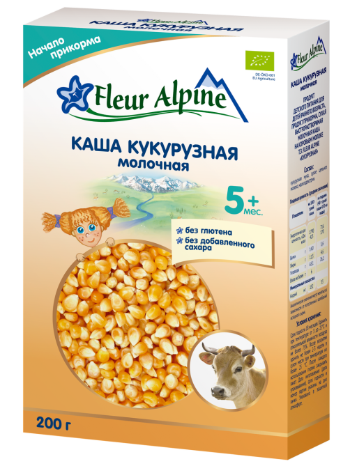 Каша молочная детская Fleur Alpine Кукурузная с 5 месяцев, 200г