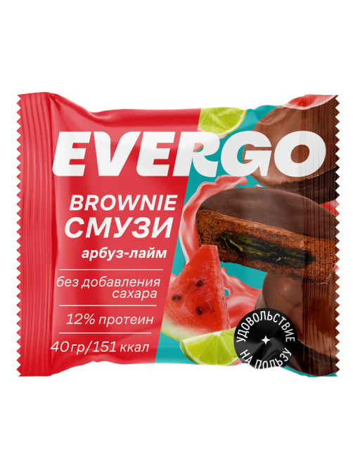 Пирожное протеиновое Evergo брауни смузи арбуз с лаймом, 40г