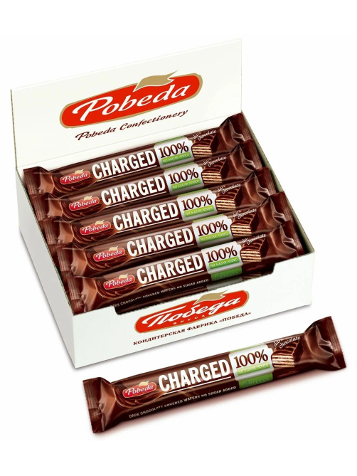 Батончик шоколадный Победа вкуса Charged горький шоколад без сахара, 45г