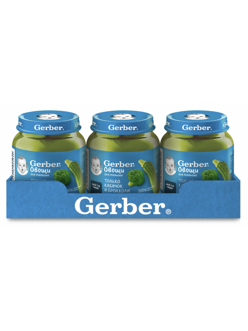 Пюре овощное детское Gerber кабачок и брокколи, 125г