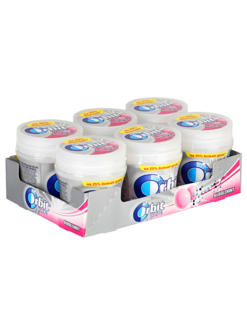 Жевательная резинка Orbit White Bubblemint без сахара, 68г x 6 шт