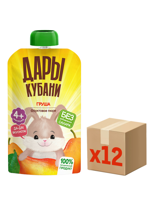 Пюре детское Дары Кубани груша, 90г x 12 шт