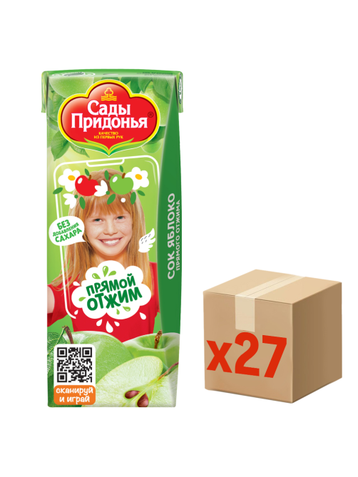 Сок детский Сады Придонья Яблоко с 4 месяцев, 200мл x 27 шт