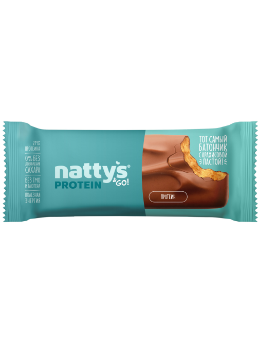 Батончик протеиновый Nattys Pro Шоколад-арахисовая паста без сахара без глютена, 45г