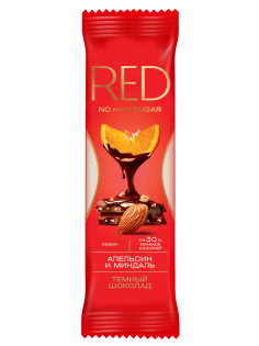 Шоколад Red Delight темный с апельсином и миндалем без сахара, 20г