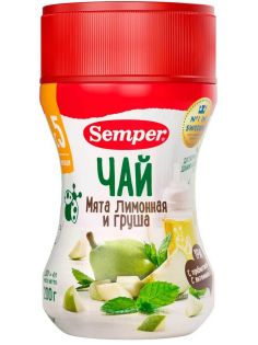 Чай детский Semper Лимонная мята и груша с 5 месяцев, 200г