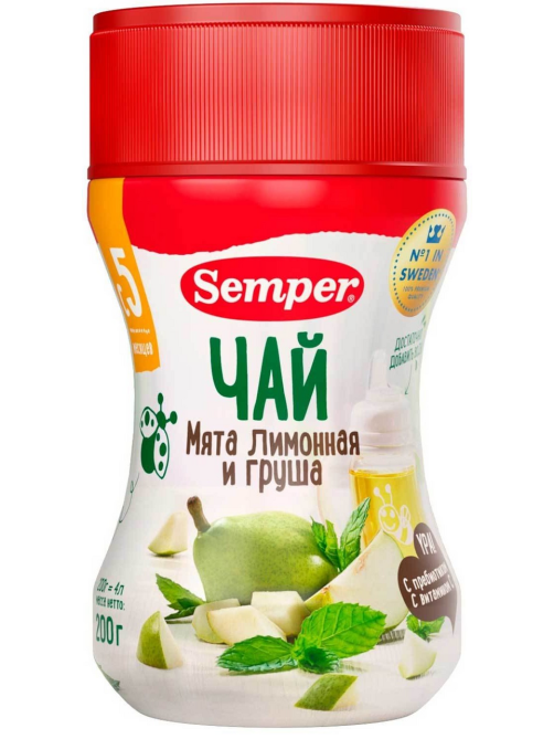 Чай детский Semper Лимонная мята и груша с 5 месяцев, 200г