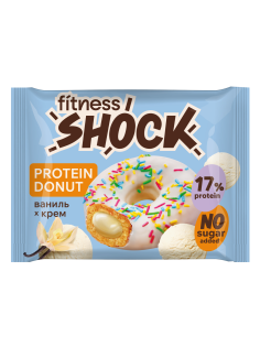Пирожное протеиновое Fitness Shock Донат с ванилью и кремом, 70г