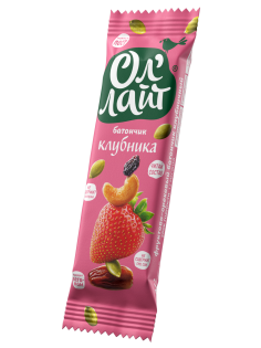 Батончик Ол'Лайт фруктово-ореховый клубника, 30г
