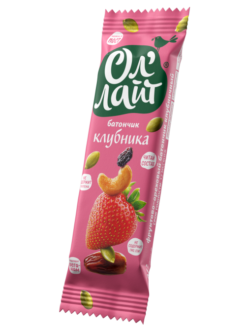 Батончик Ол'Лайт фруктово-ореховый клубника, 30г
