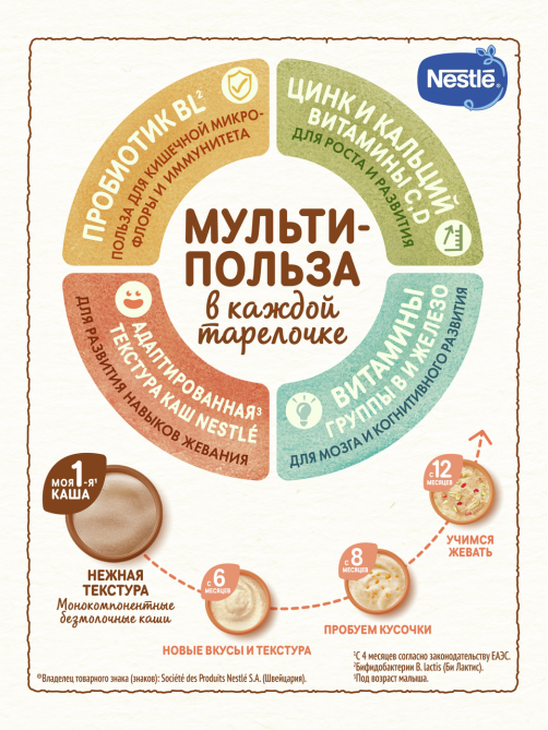 Каша безмолочная детская Nestle Гречневая с 4 месяцев, 200г