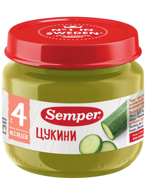 Пюре овощное детское Semper Цукини с 4 месяцев, 80г