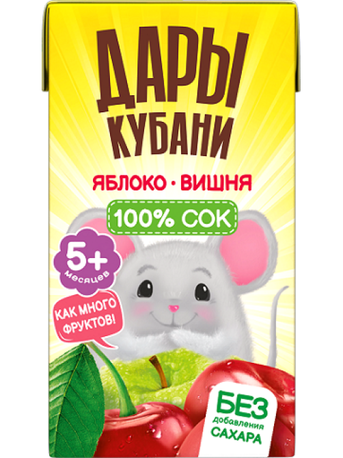 Сок детский Дары Кубани яблоко и вишня, 125мл