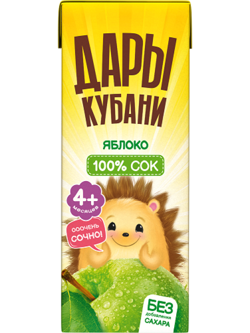 Сок детский Дары Кубани яблочный, 200мл