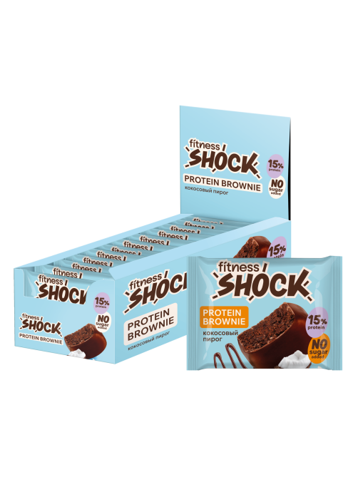 Пирожное протеиновое Fitness Shock брауни и кокосовый пирог, 50г