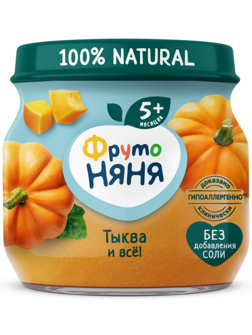 Пюре овощное детское ФрутоНяня Тыква с 5 месяцев, 80г