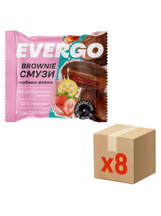 Пирожное протеиновое Evergo брауни смузи клубника с фейхоа, 40г x 8 шт