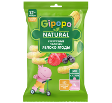 Кукурузные палочки детские Gipopo Яблоко и ягоды с 12 месяцев, 20г