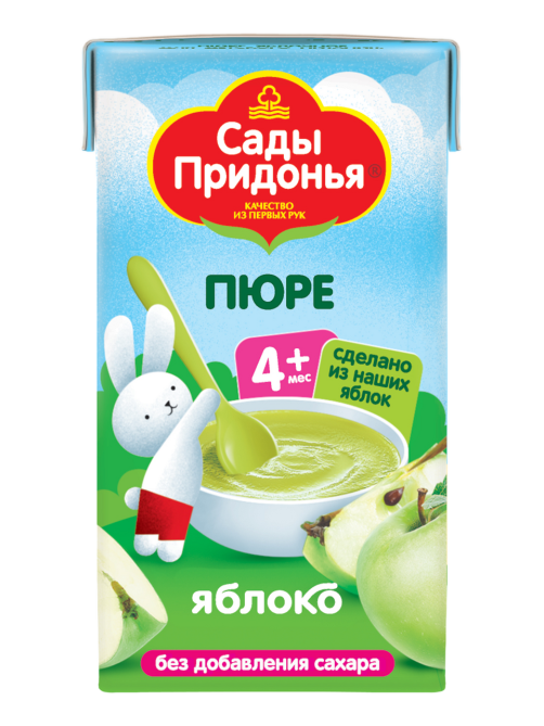 Пюре фруктовое детское Сады Придонья Яблоко с 4 месяцев, 125г