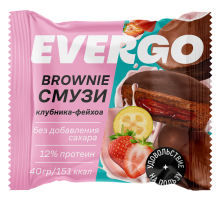 Пирожное протеиновое Evergo брауни смузи клубника с фейхоа, 40г