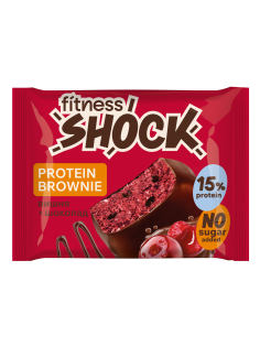 Пирожное протеиновое Fitness Shock брауни вишня с шоколадом, 50г