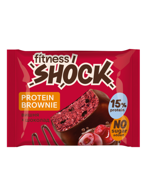 Пирожное протеиновое Fitness Shock брауни вишня с шоколадом, 50г
