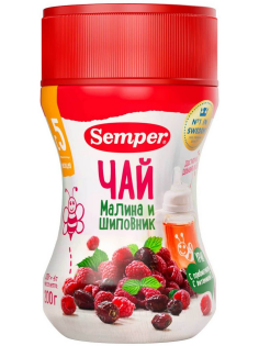 Чай детский Semper Малина и шиповник с 5 месяцев, 200г