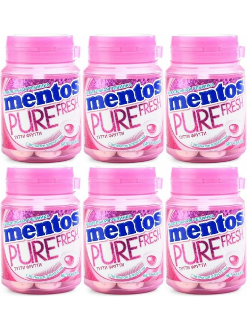Жевательная резинка Mentos Pure fresh Тутти-Фрутти, 54г x 6 шт