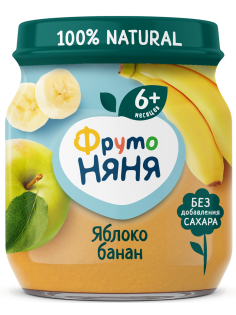 Пюре фруктовое детское ФрутоНяня Яблоко и банан с 6 месяцев, 100г