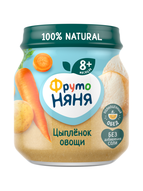 Пюре мясо-растительное детское ФрутоНяня Ризотто Цыпленок и овощи с 8 месяцев, 100г