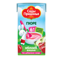 Пюре фруктовое детское Сады Придонья Яблоко и вишня с 6 месяцев, 125г
