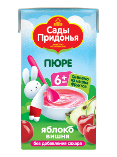 Пюре фруктовое детское Сады Придонья Яблоко и вишня с 6 месяцев, 125г