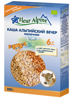 Каша молочная детская Fleur Alpine Альпийский вечер Злаковая с 6 месяцев, 200г
