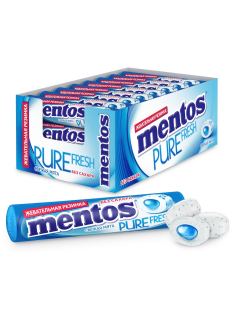 Жевательная резинка Mentos Pure Fresh Свежая мята, 15.5г x 24 шт